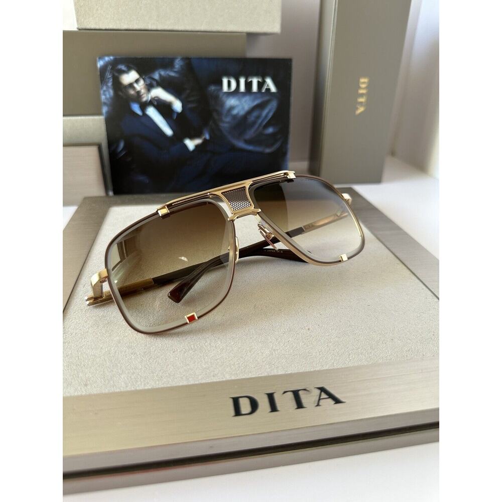 MACH-FIVE DRX-2087-I GLD BRN BRUSHED WHITE GOLD-BROWN GRADIENT SUNGLASSES - Picture 4 of 10